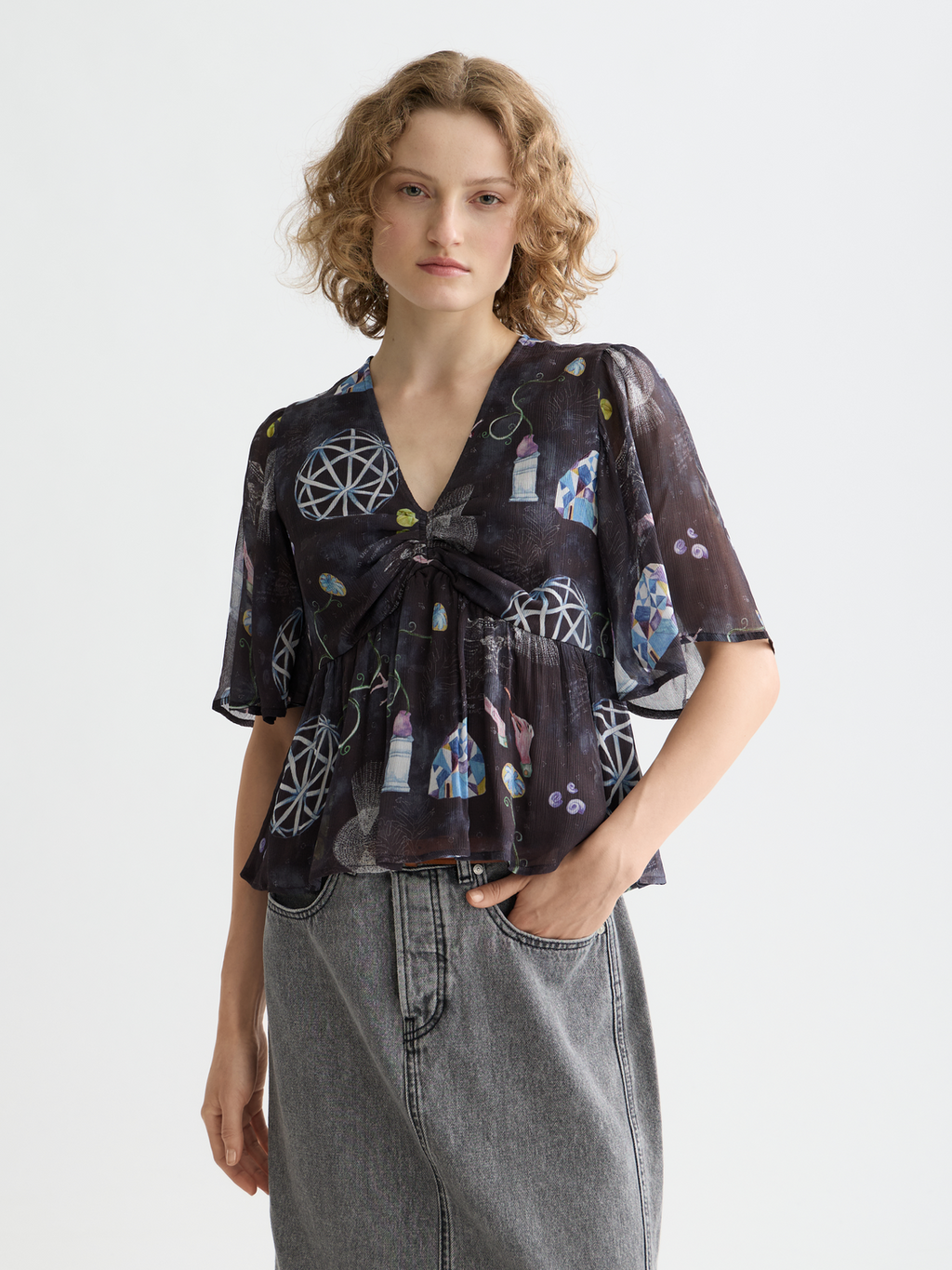 Peplum short sleeve top