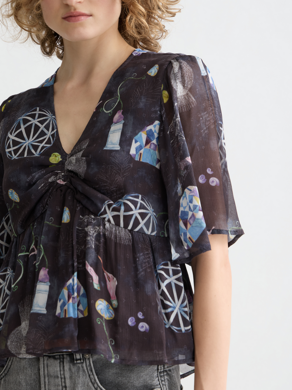 Peplum short sleeve top