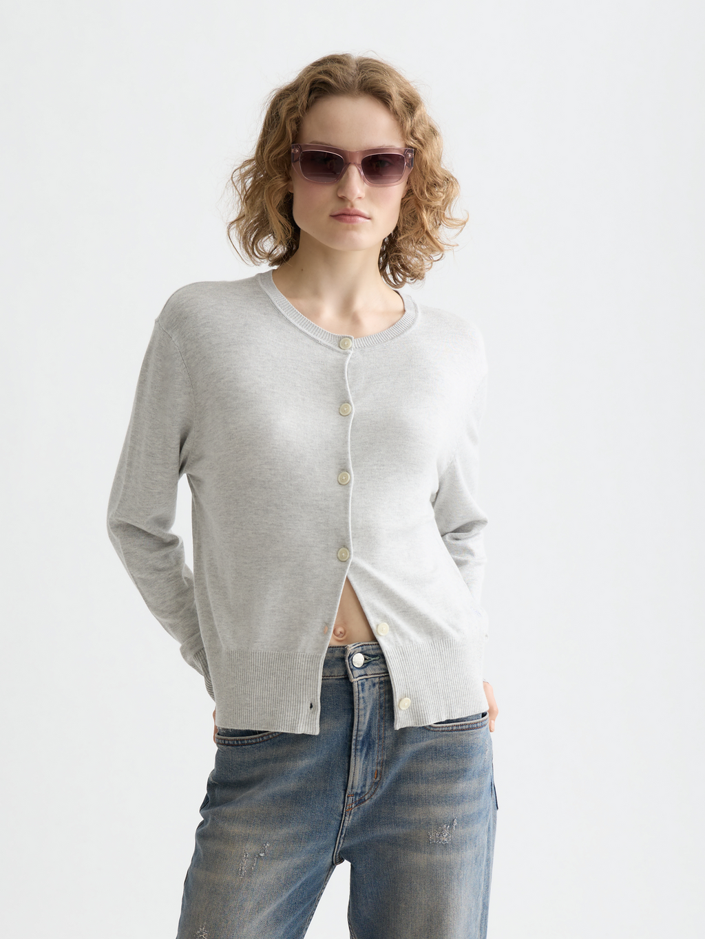 Crew neck relaxed cardigan