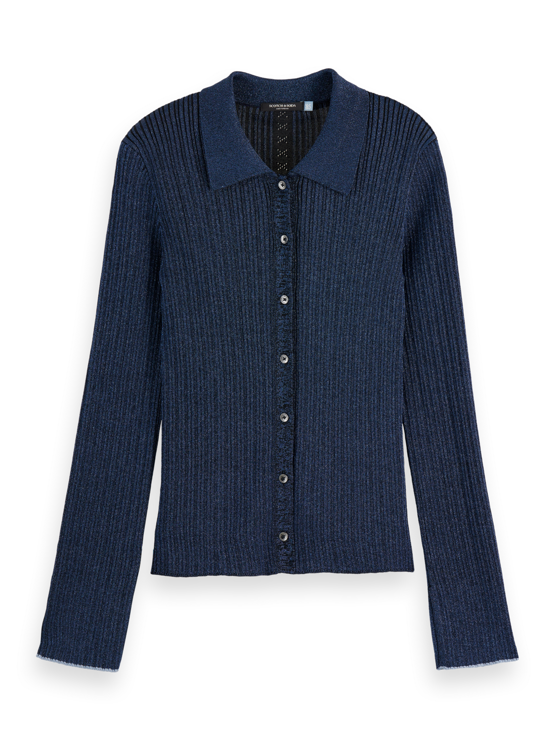 Metallic skinny rib fitted cardigan