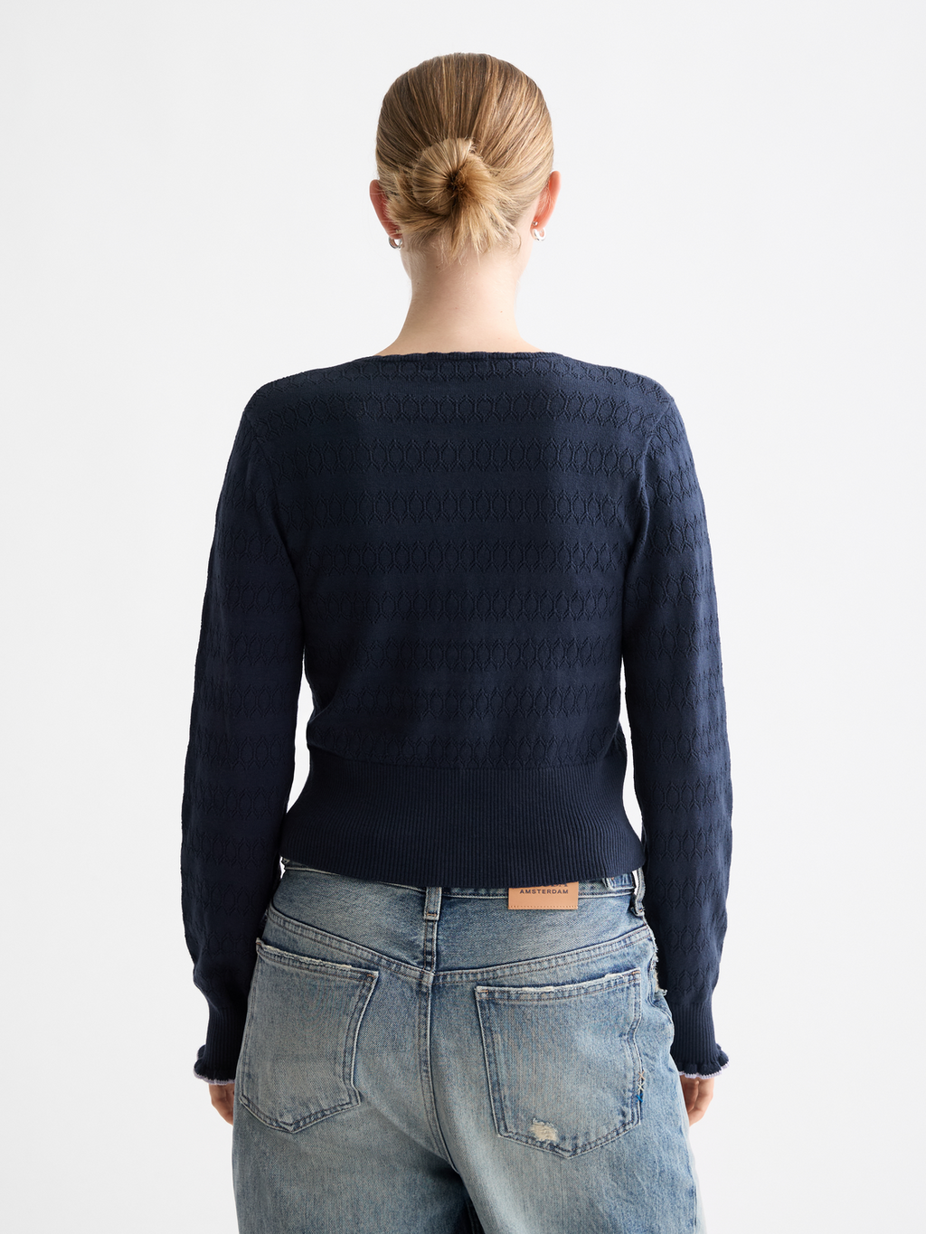 Pointelle knitted cardigan
