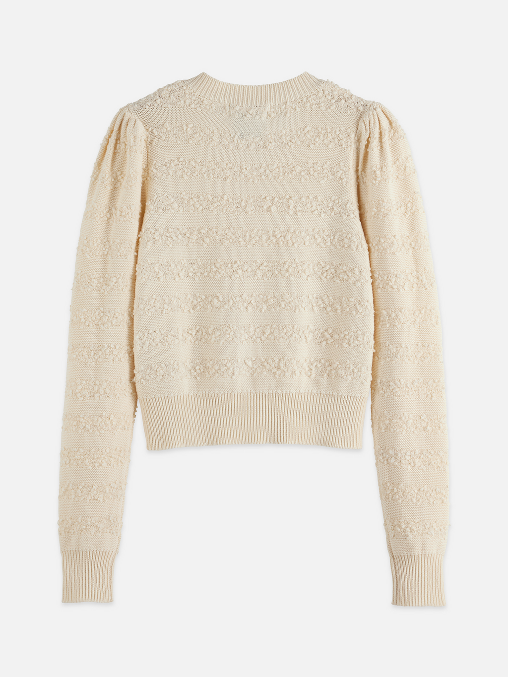 Bouclé stripe crew neck cardigan