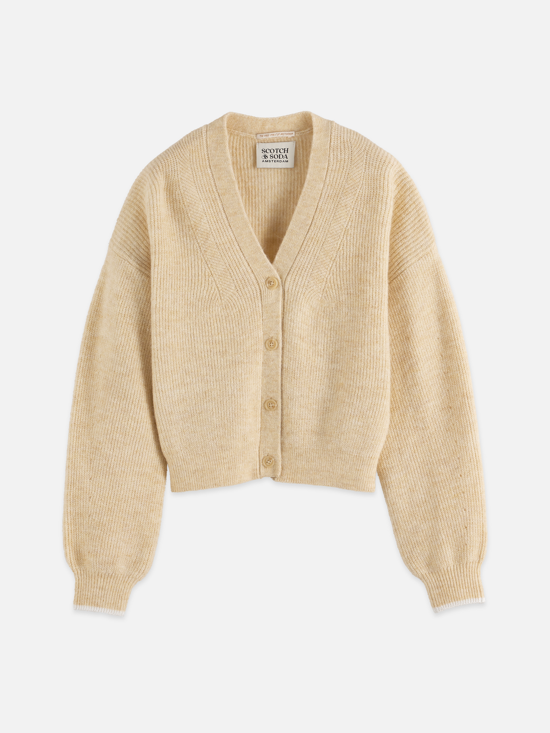 Fuzzy relaxed cardigan - PARSNIP MELANGE