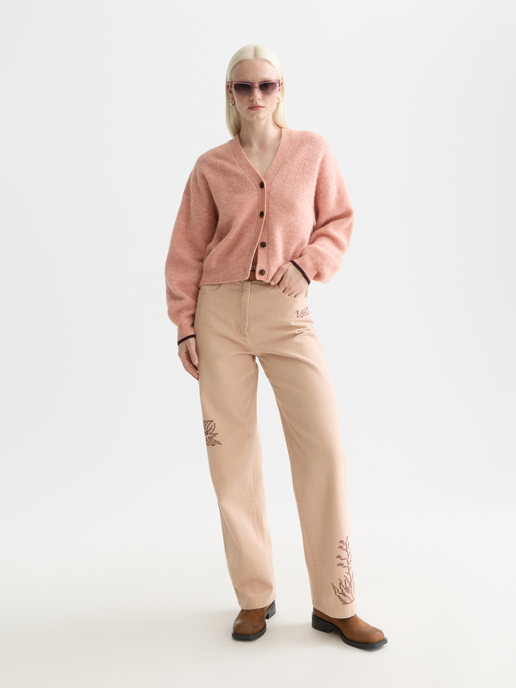 Fuzzy relaxed cardigan - CANYON CLAY MELANGE
