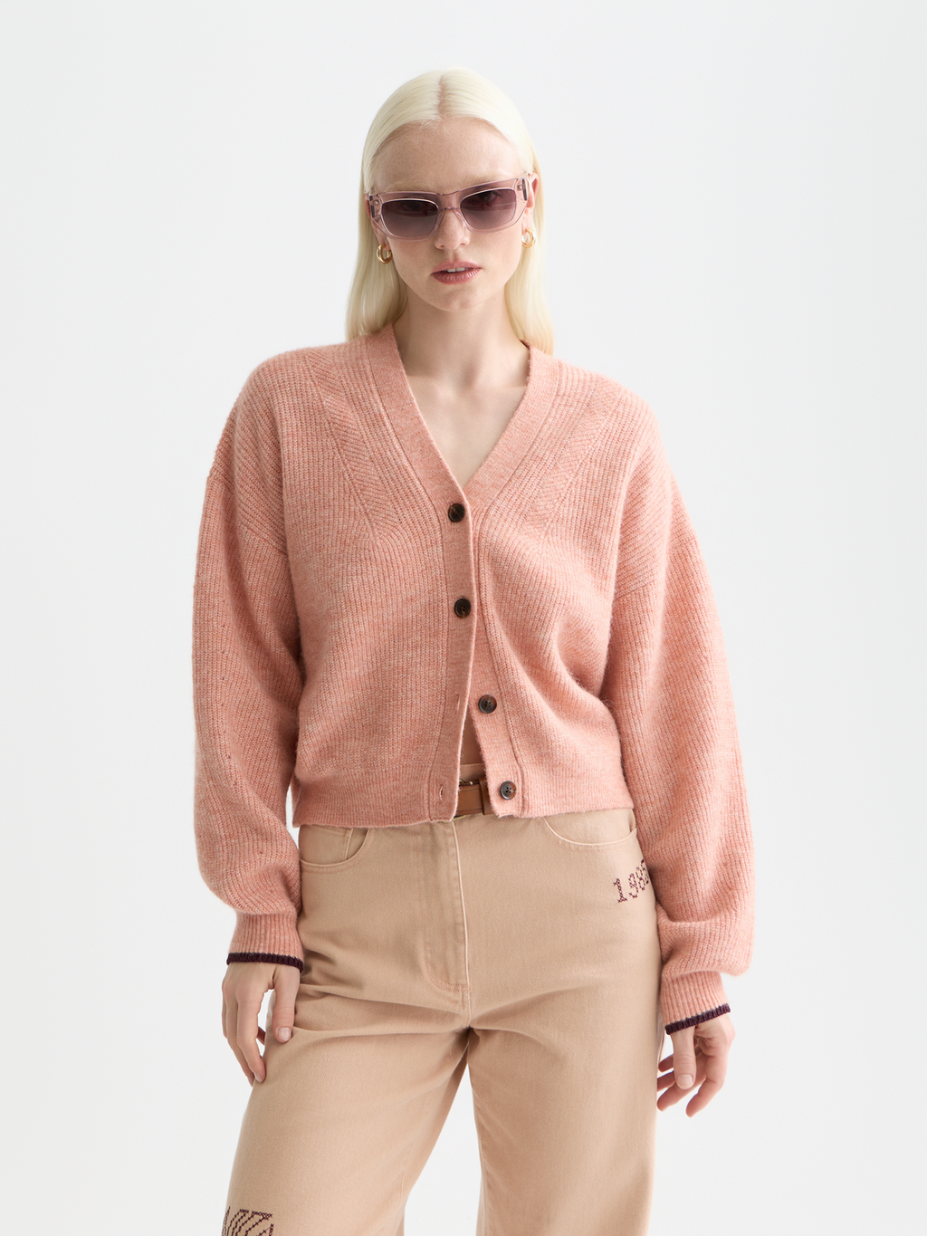 Fuzzy relaxed cardigan - CANYON CLAY MELANGE