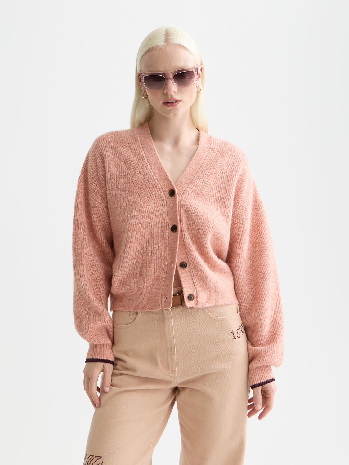 Fuzzy relaxed cardigan - CANYON CLAY MELANGE
