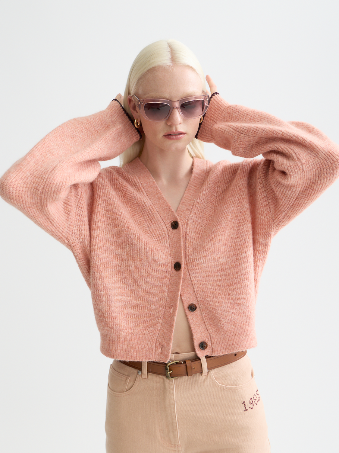 Fuzzy relaxed cardigan - CANYON CLAY MELANGE
