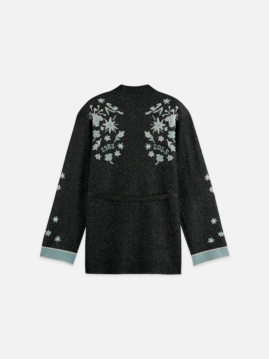 Jacquard belted knitted jacket