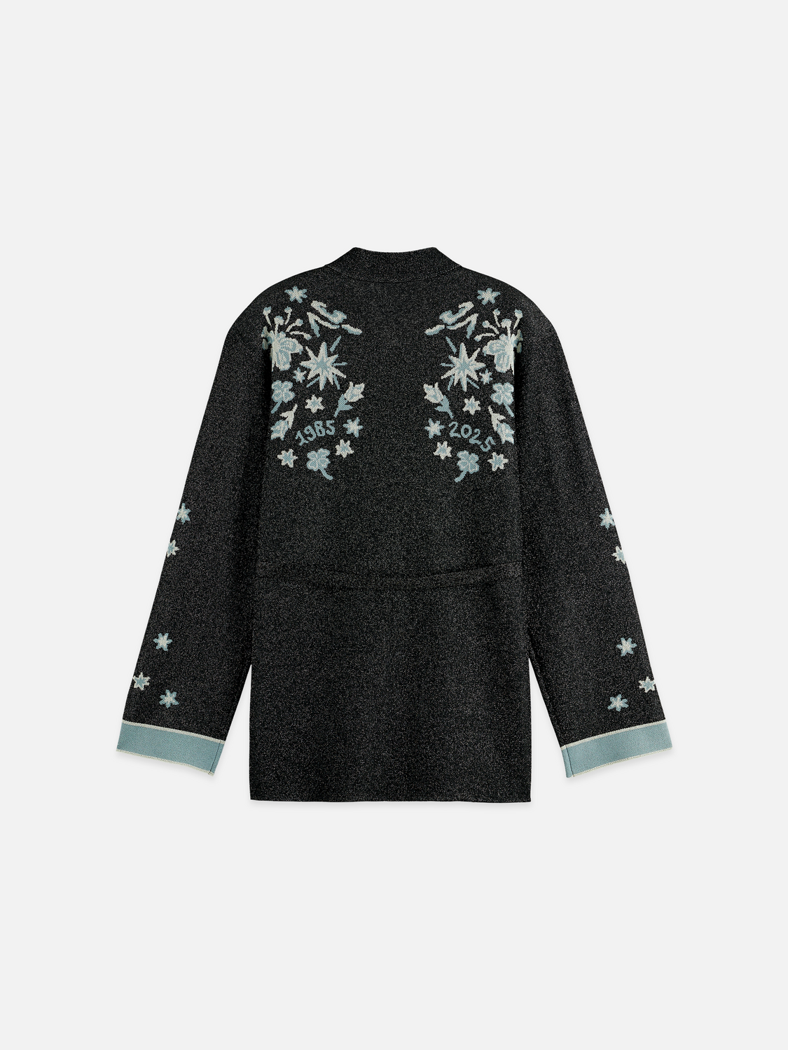 Jacquard belted knitted jacket