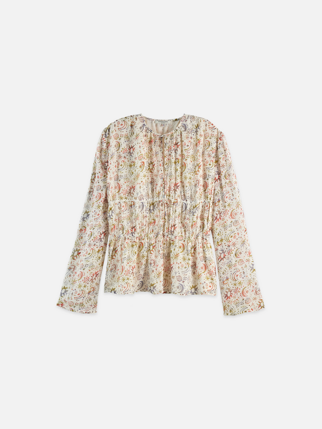 Printed Tie-Neck Woven Top