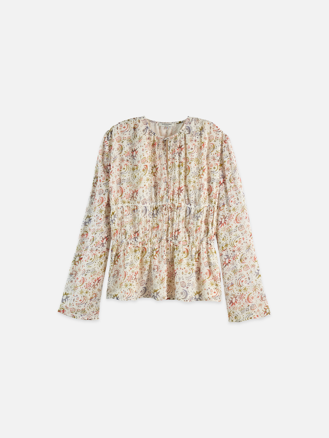 Printed Tie-Neck Woven Top
