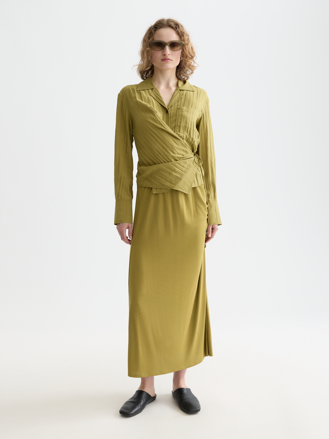 Long sleeved wrap shirt