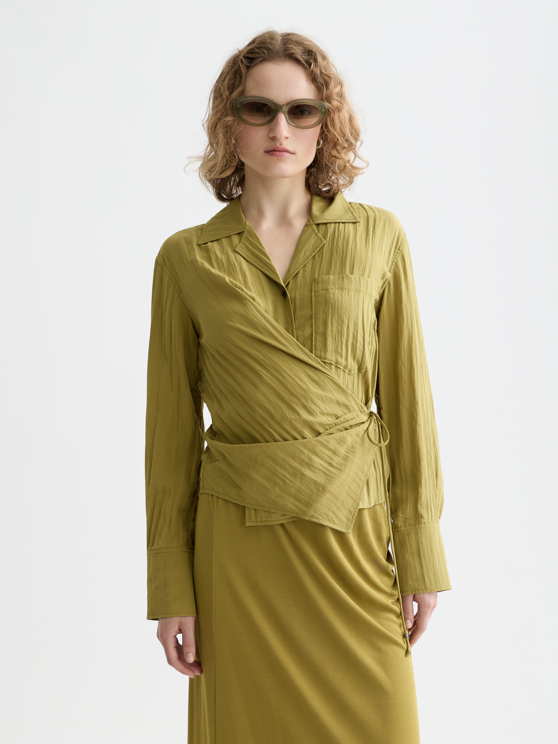 Long sleeved wrap shirt