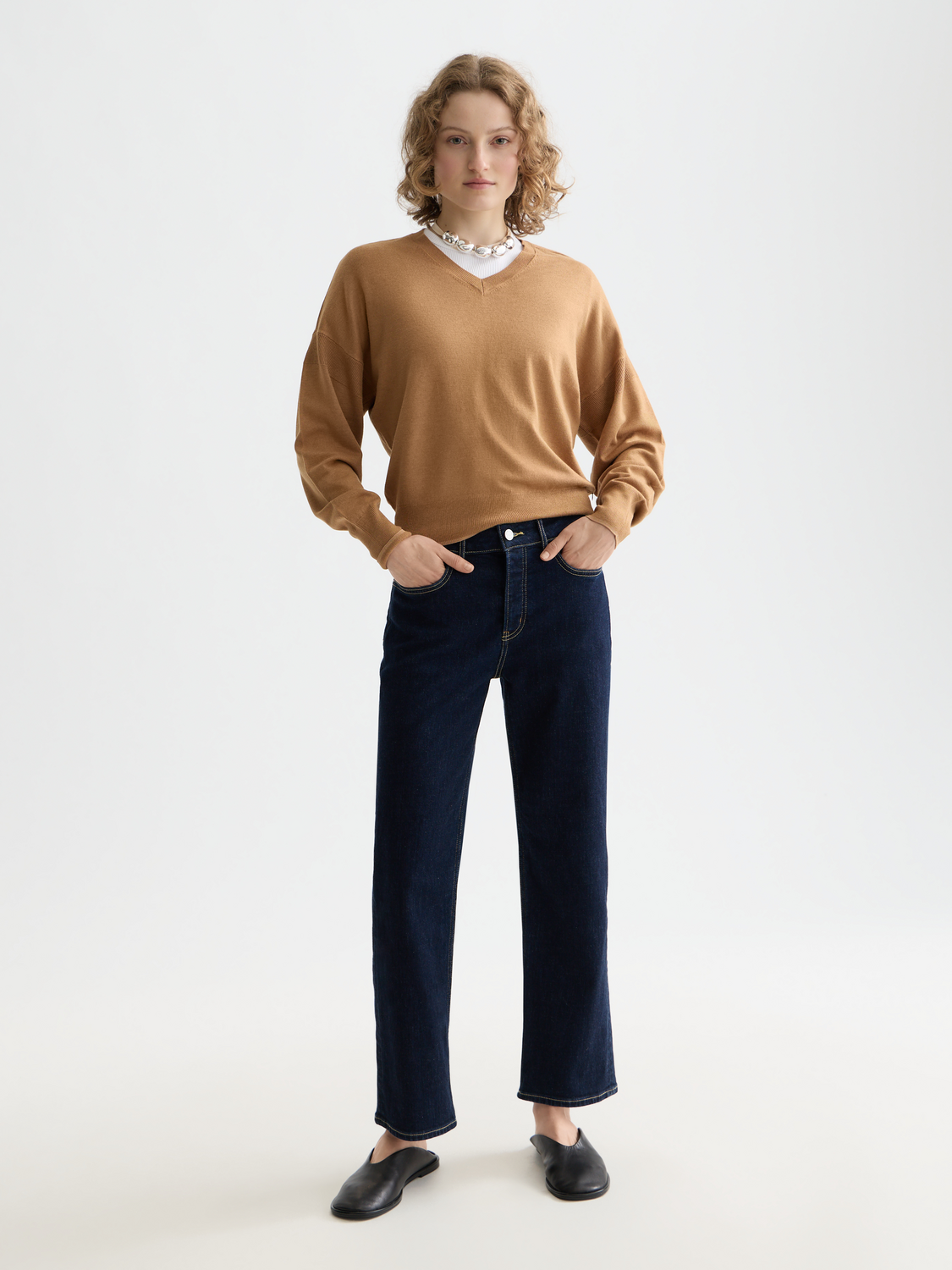 Essentials V-NECK RELAXED PULLOVER - TOBACCO MELANGE