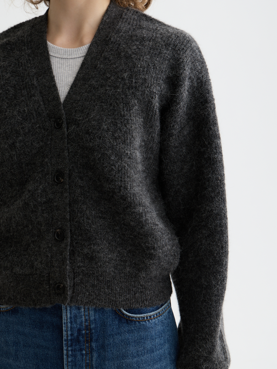 美品！SCOTCH&SODA ウール　厚手ハンドニット　セーター　ダークグレー Essentials fuzzy relaxed cardigan – Scotch & Soda Amsterdam