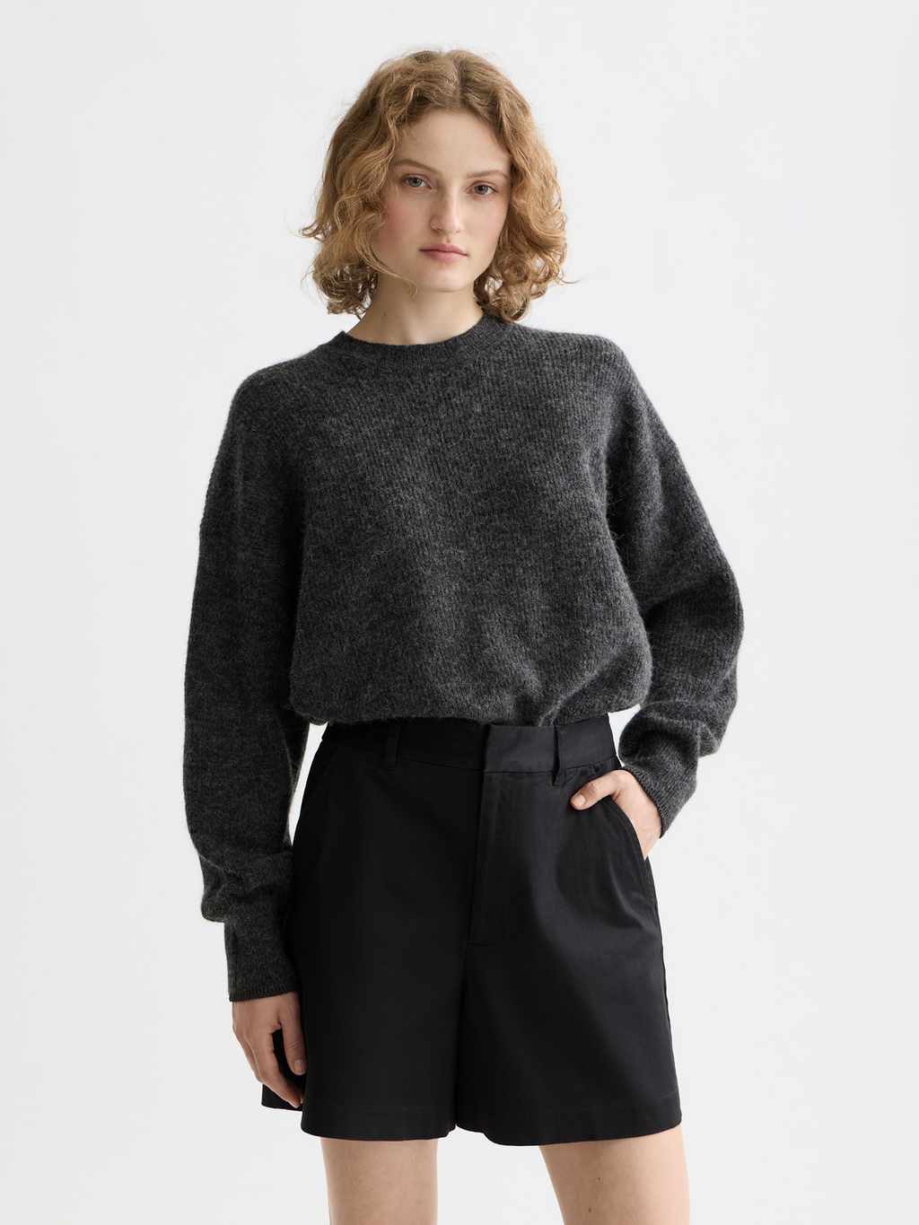 ESSENTIALS FUZZY CREW NECK PULLOVER