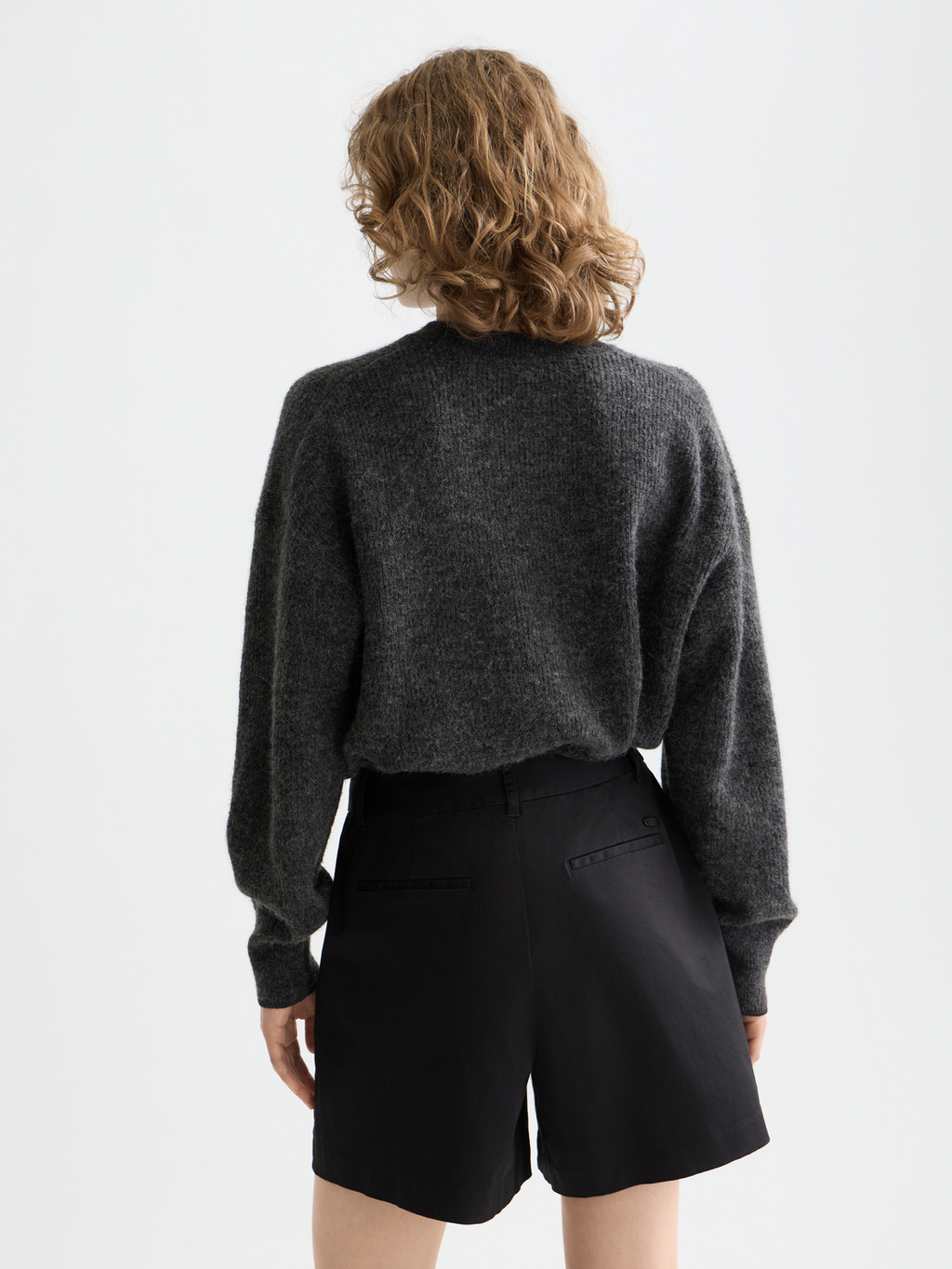 Essentials fuzzy crewneck pullover - CHARCOAL MELANGE