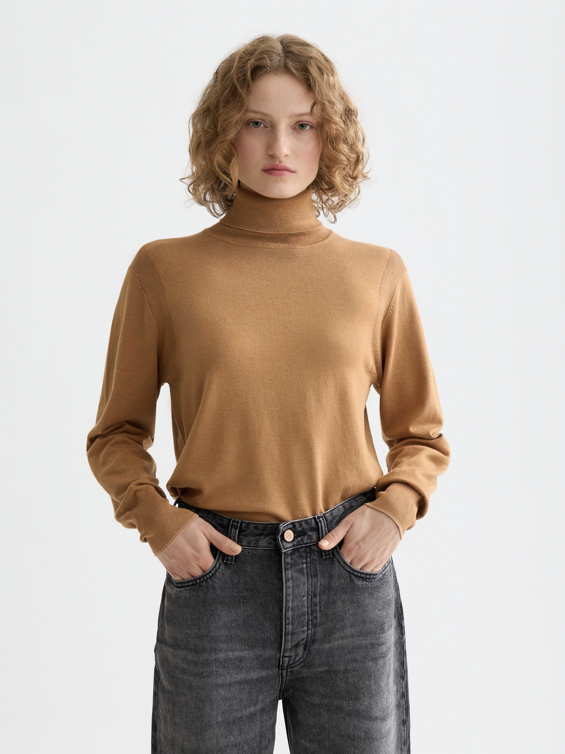Essentials Roll Neck Pullover - TOBACCO MELANGE