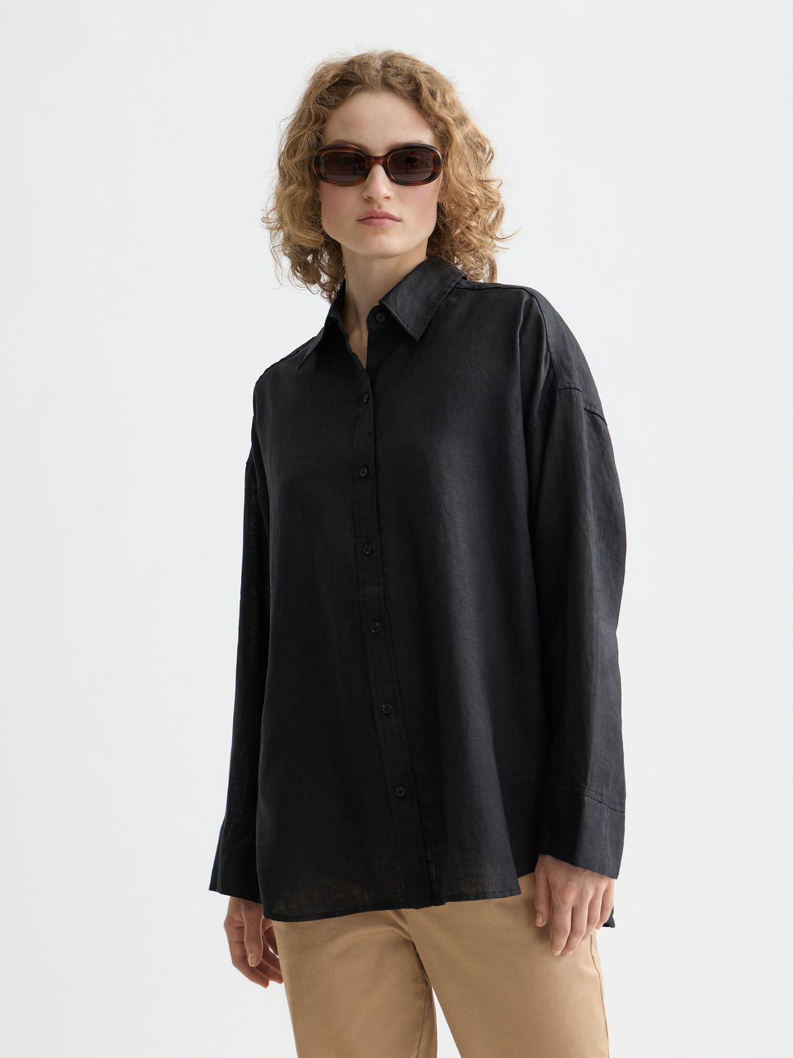 ESSENTIALS LINEN SHIRT - BLACK
