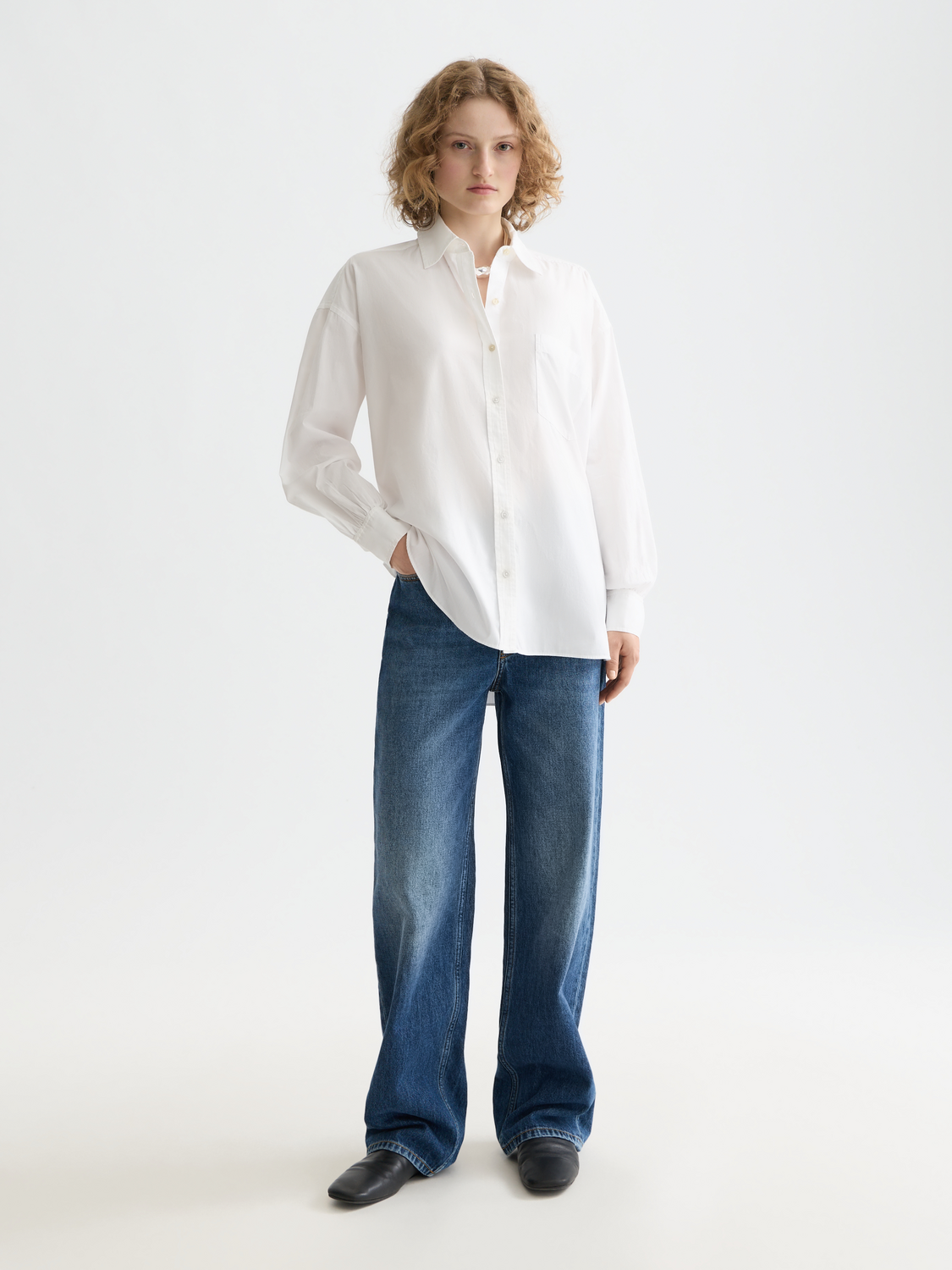 Essentials GIRLFRIEND POPLIN SHIRT - WHITE