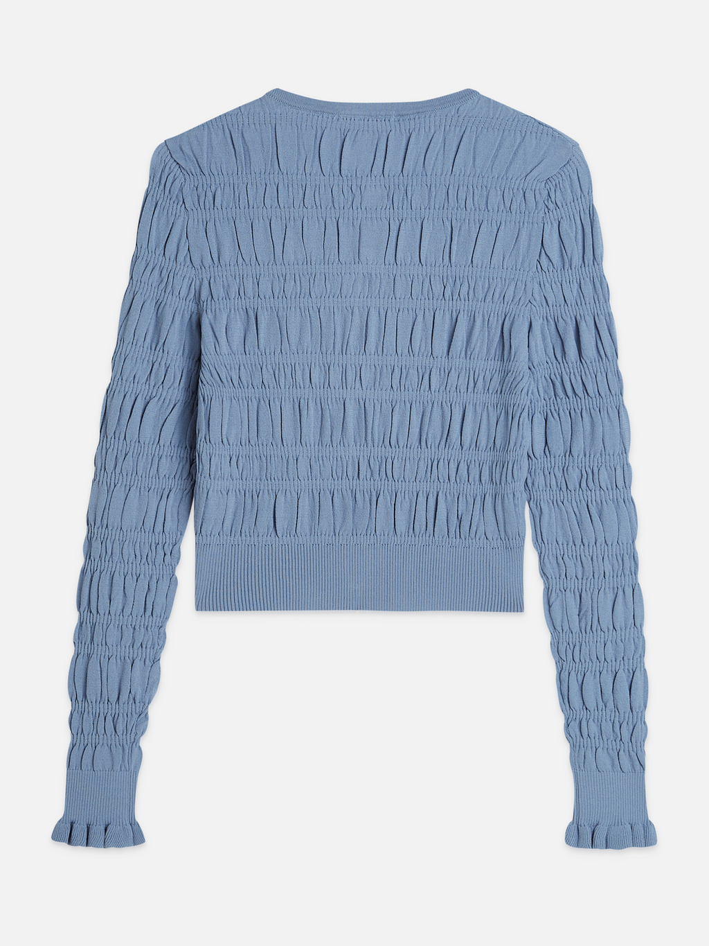 Smock stitch crew neck cardigan