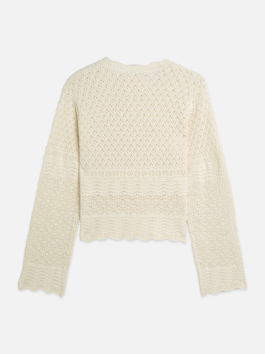 Pointelle stitch V neck pullover