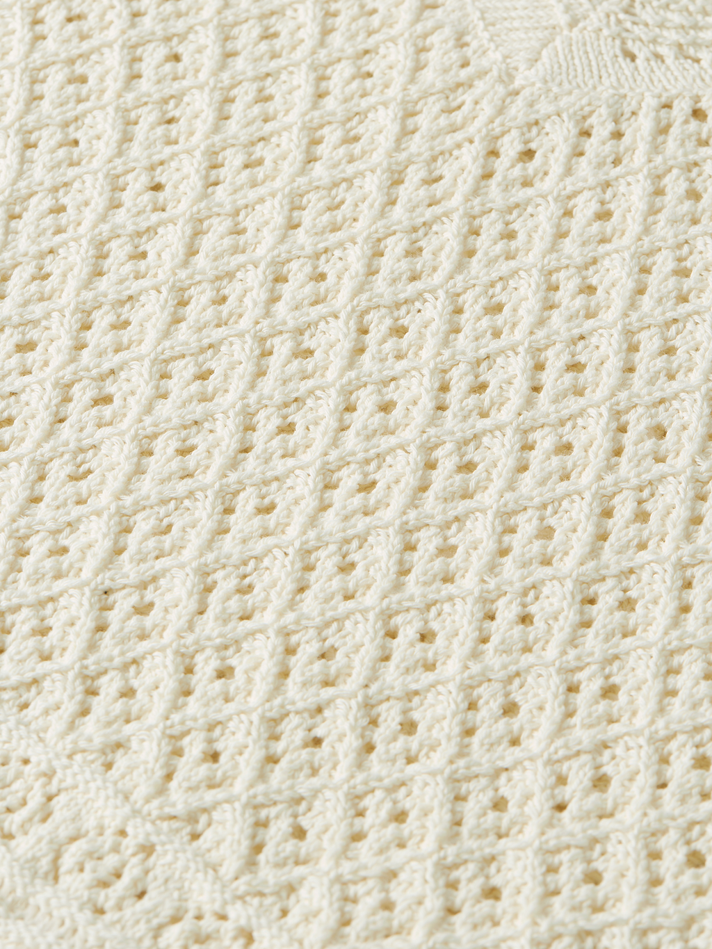 Pointelle stitch V neck pullover