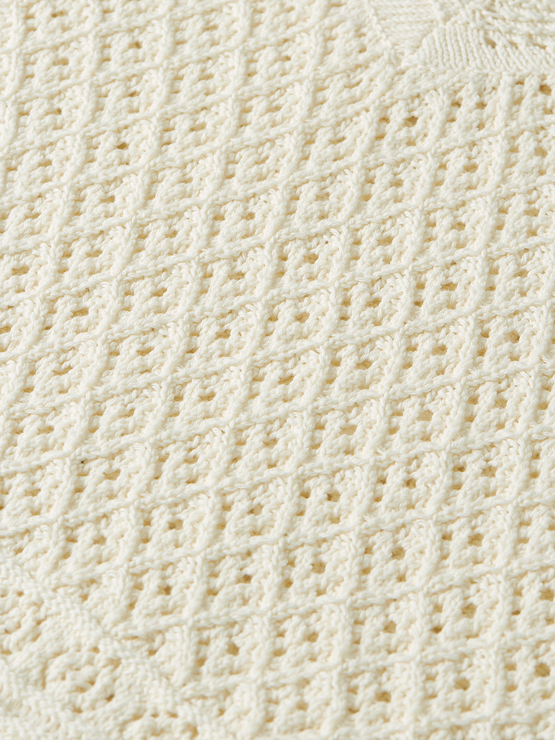 Pointelle stitch V neck pullover