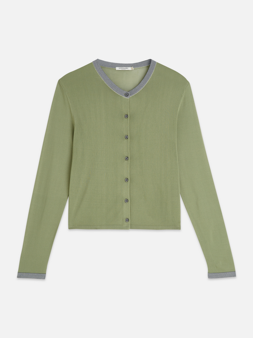 Stripe trim relaxed cardigan