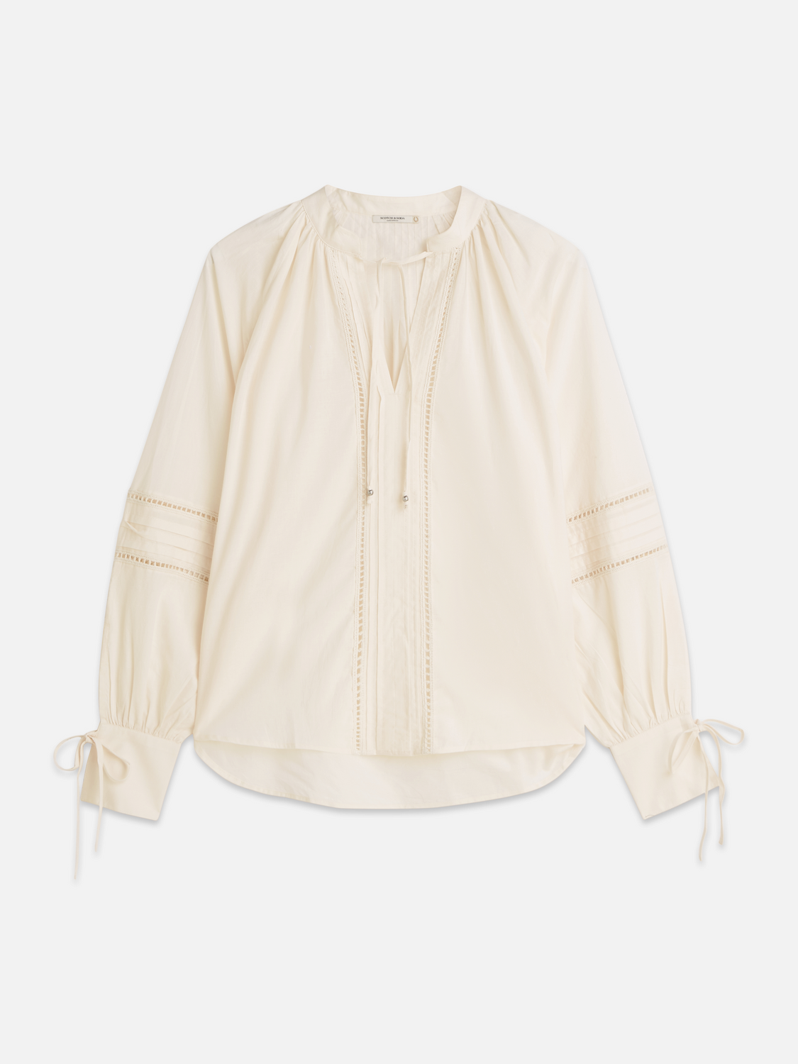 Cotton voile blouse with pleats