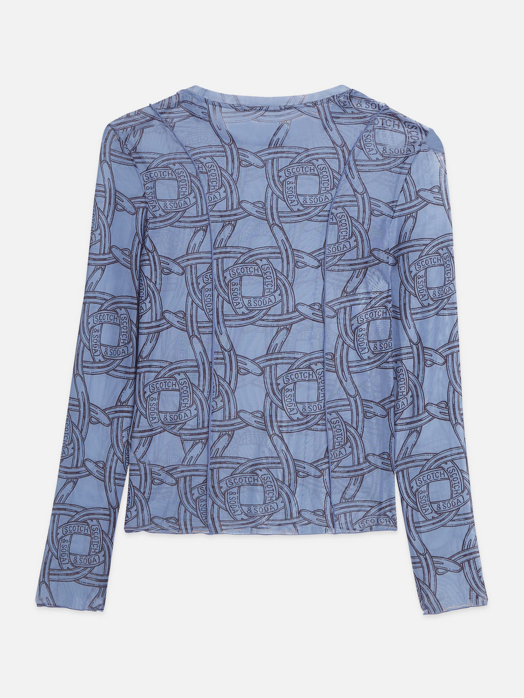 Printed mesh long sleeve top