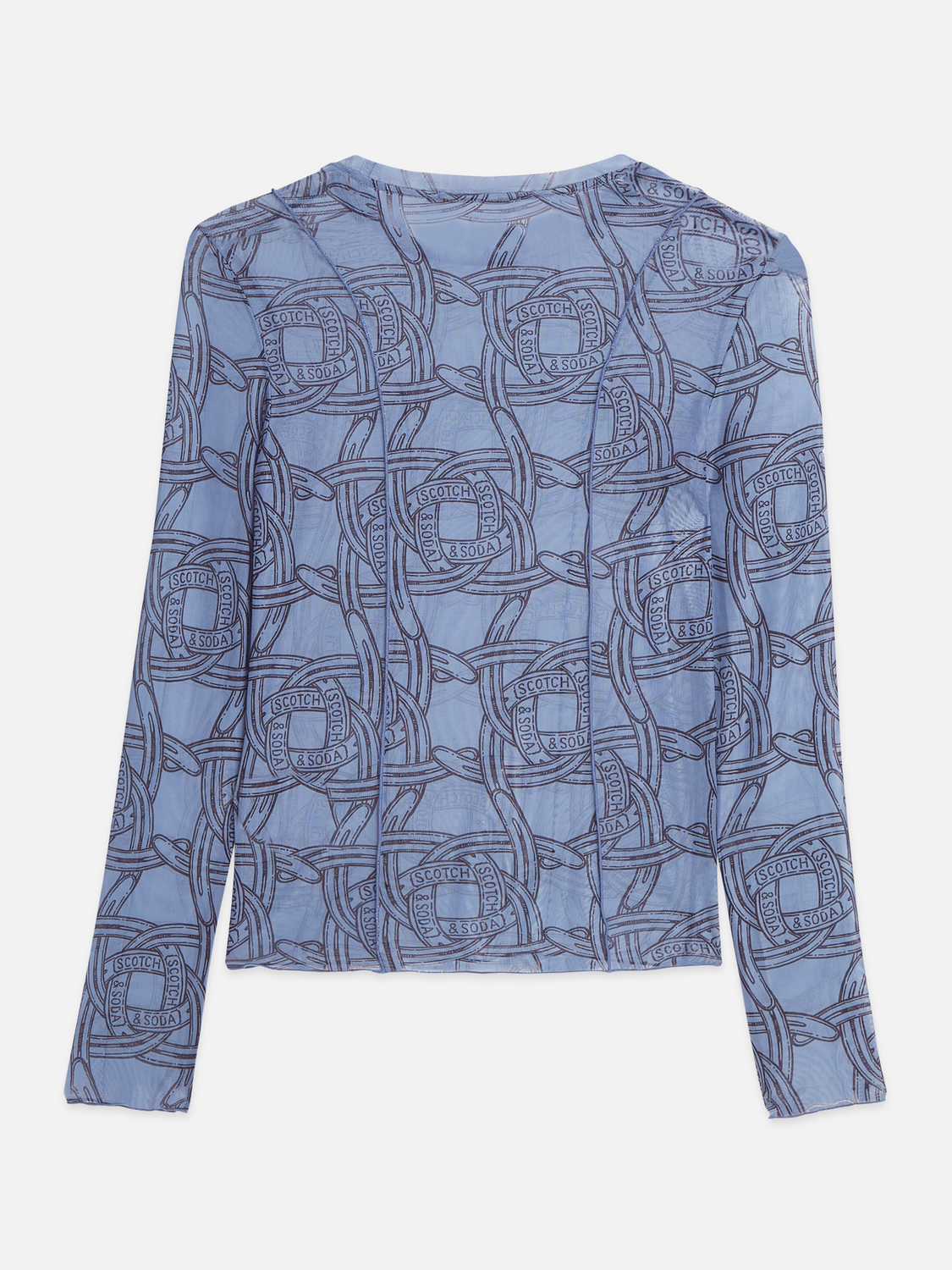 Printed mesh long sleeve top