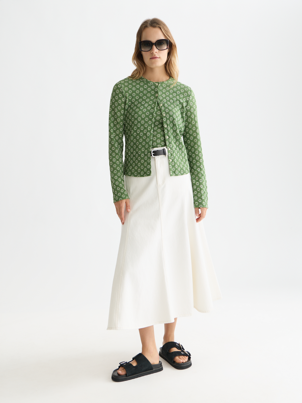 Structured button up long sleeve top