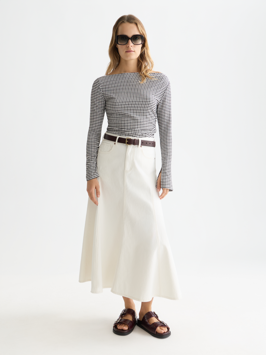 Gingham long sleeve top