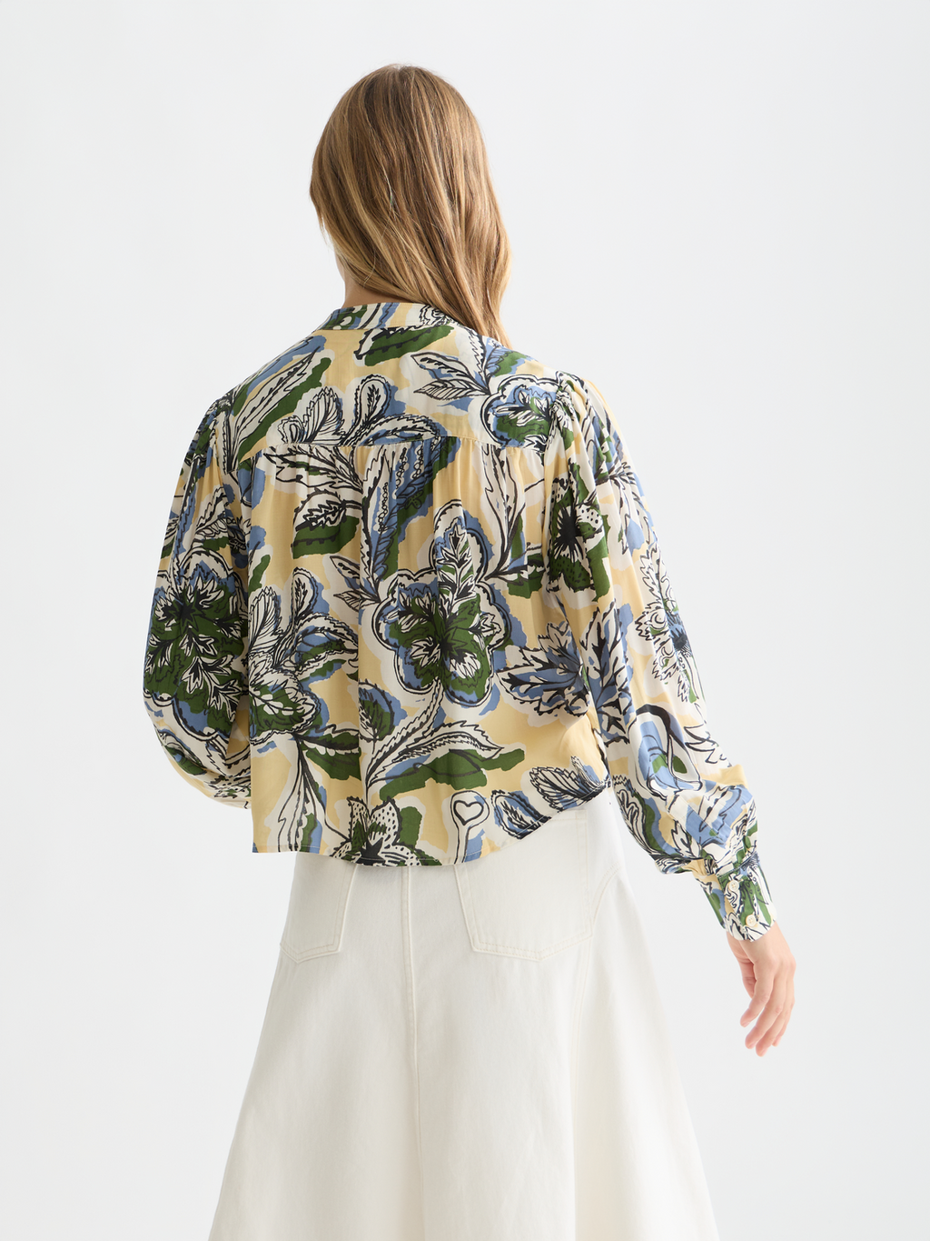 Pin tuck long sleeve shirt