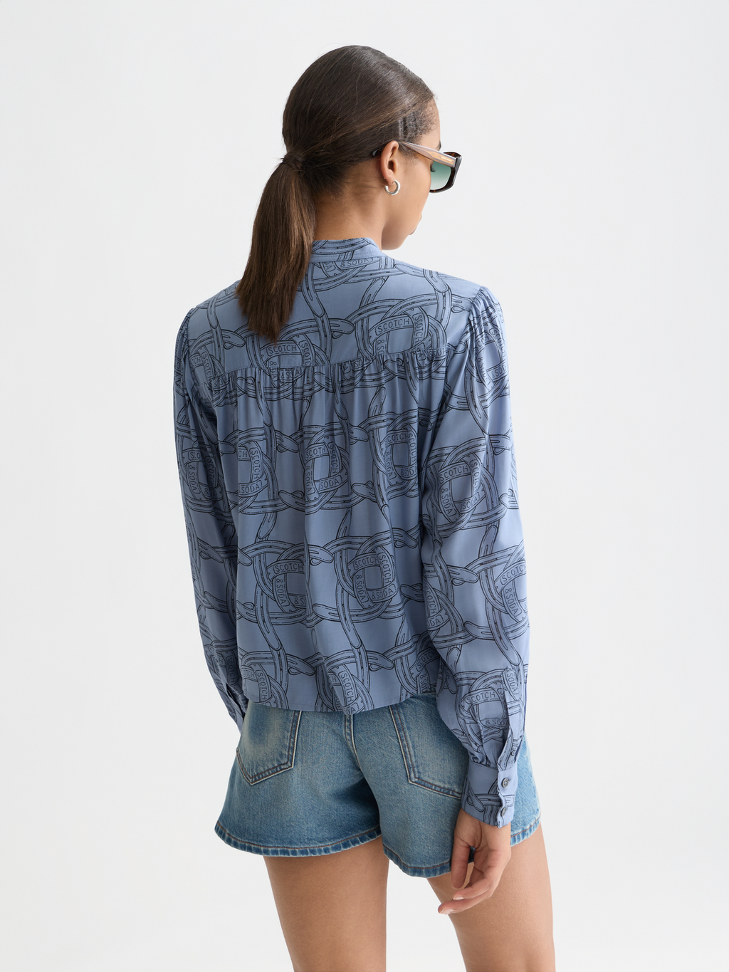 Pin tuck long sleeve shirt