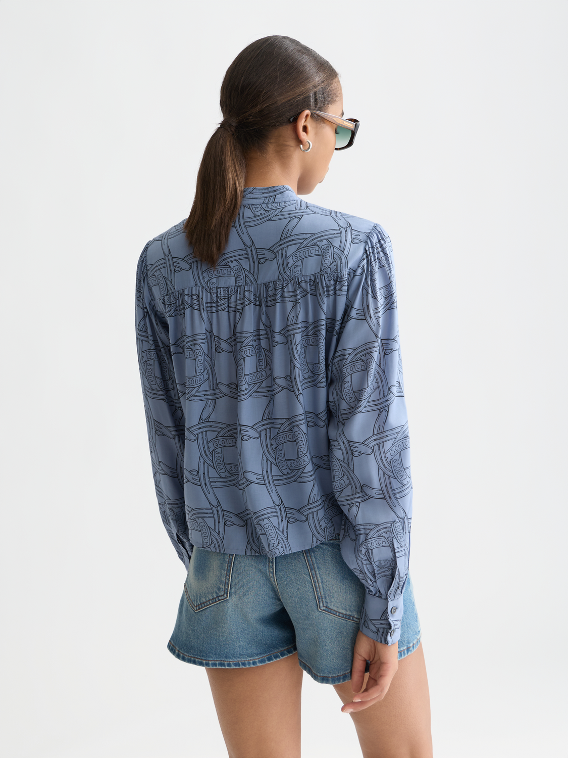 Pin tuck long sleeve shirt