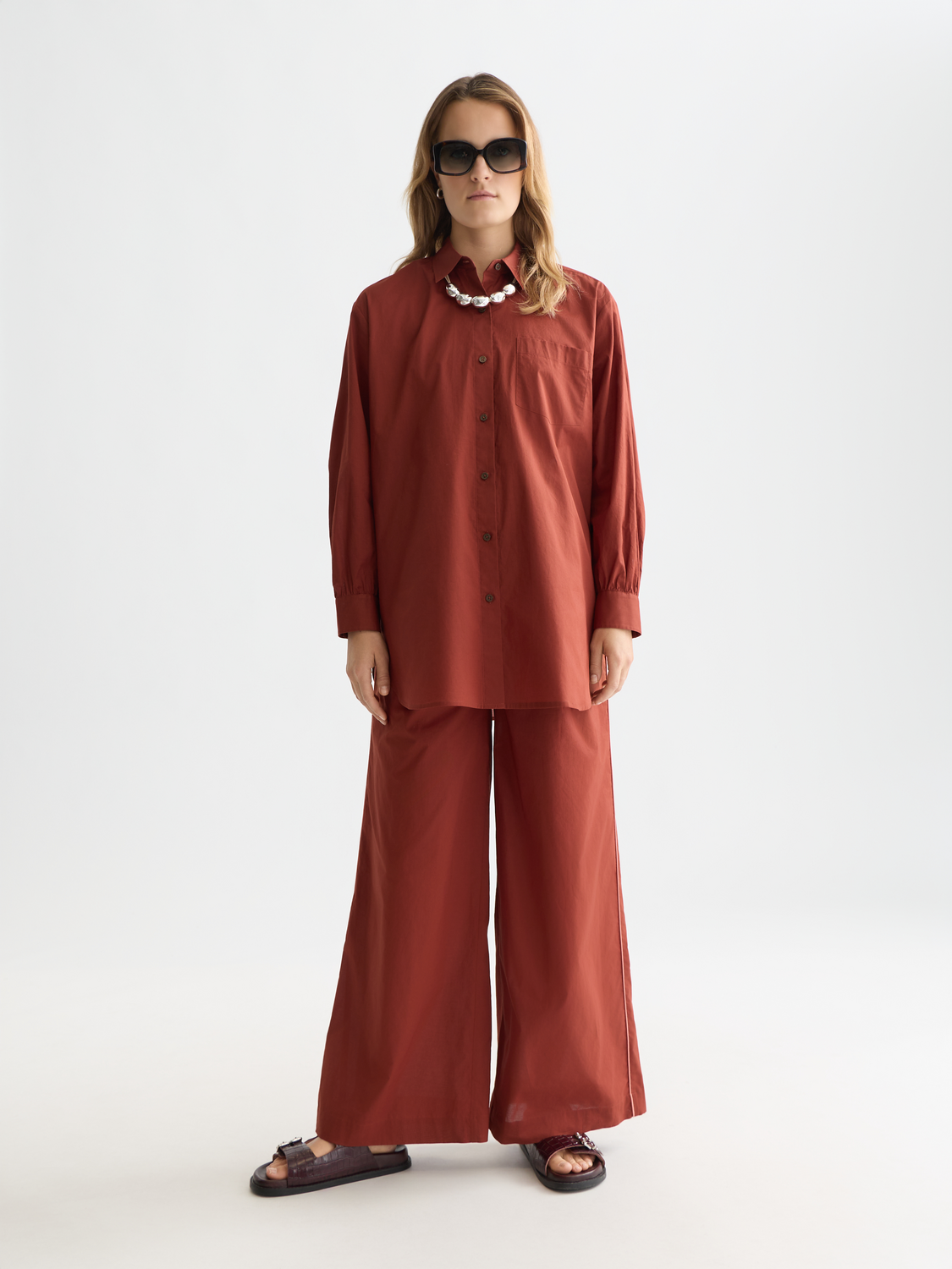 Cotton voile oversized shirt