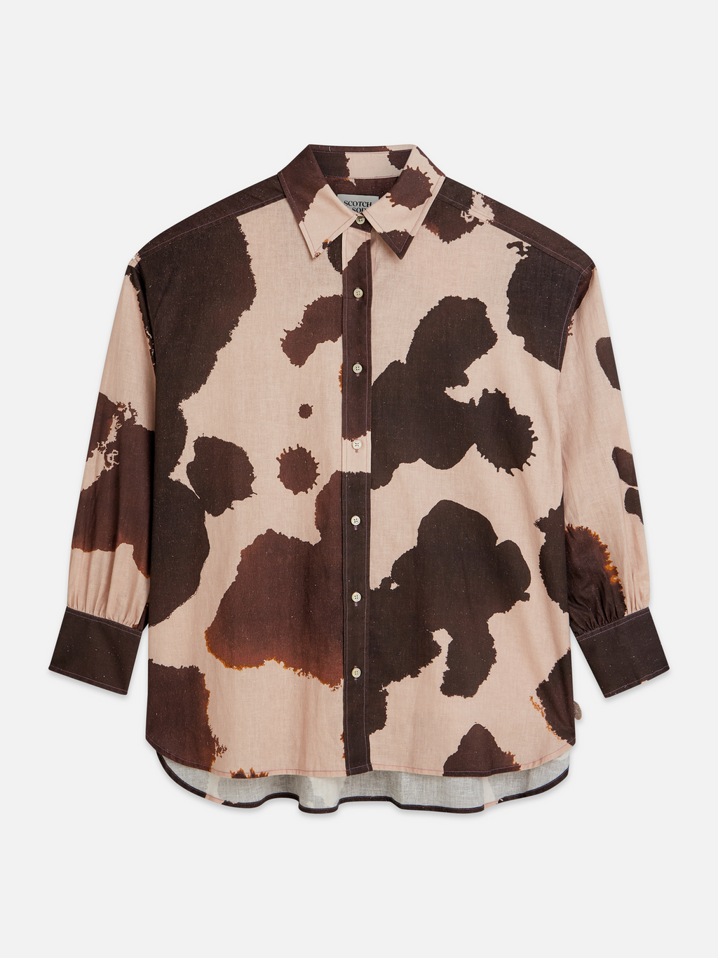 Linen blend printed shirt