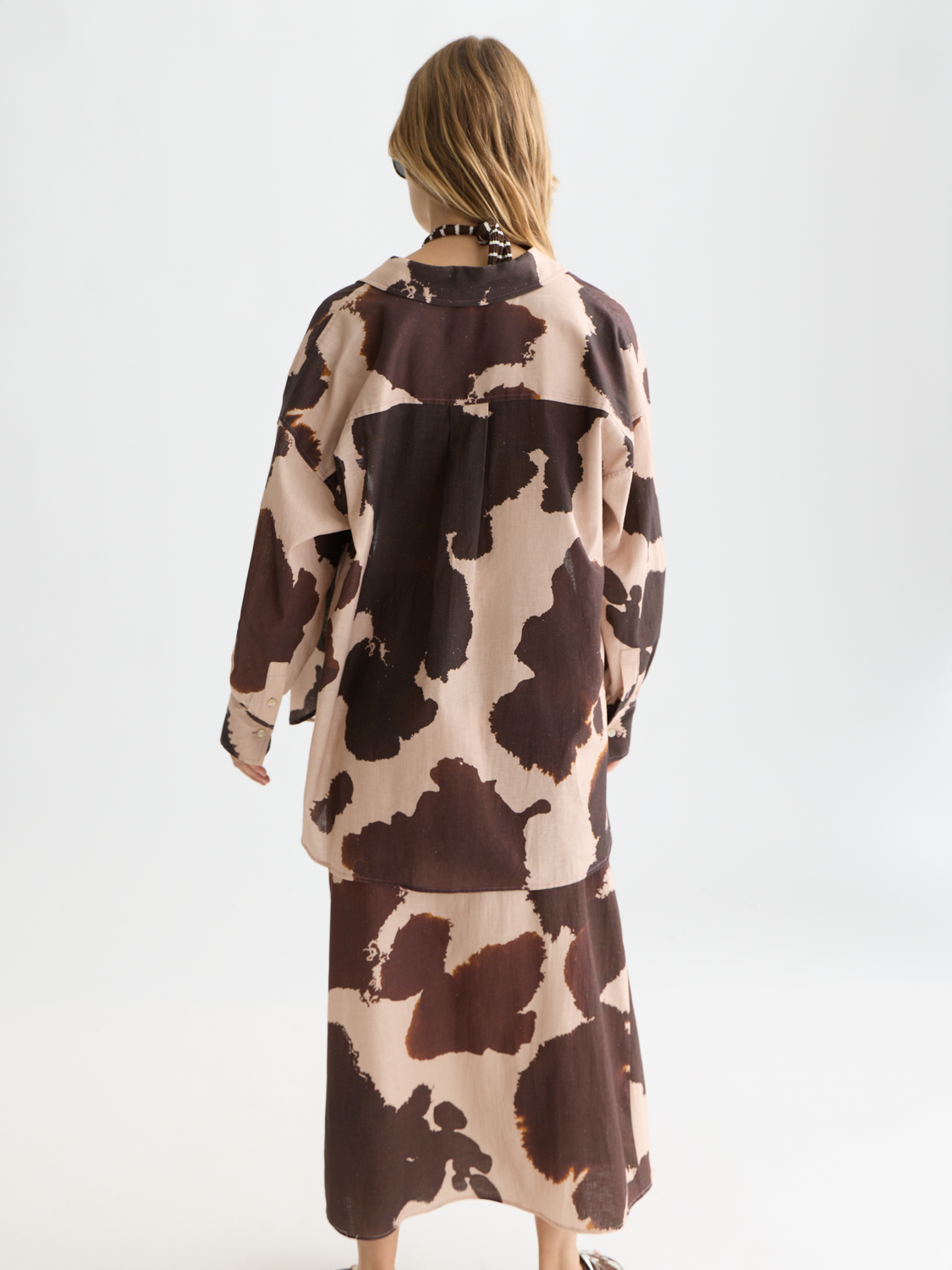 Linen blend printed shirt