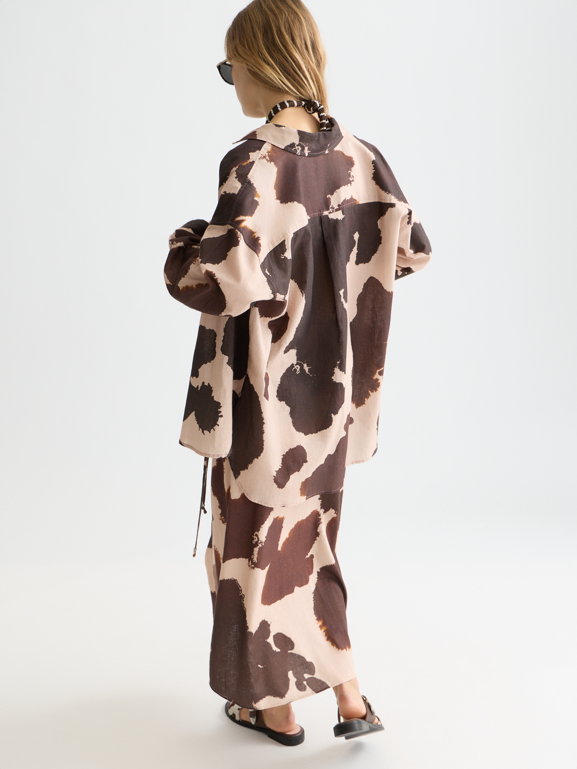 Linen blend printed shirt