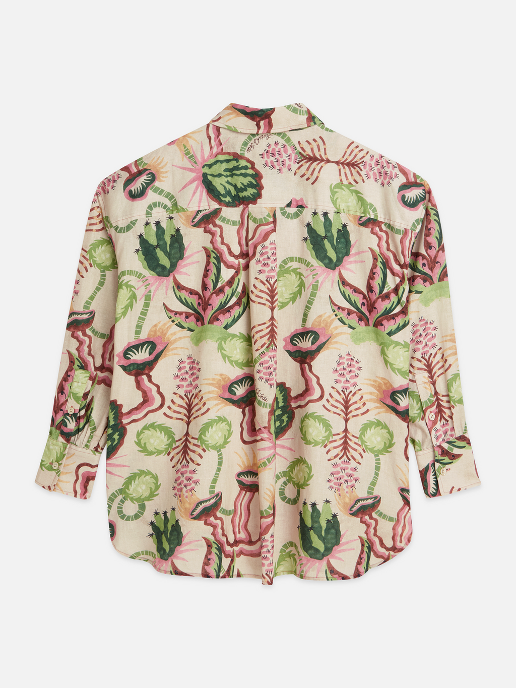 Linen blend printed shirt