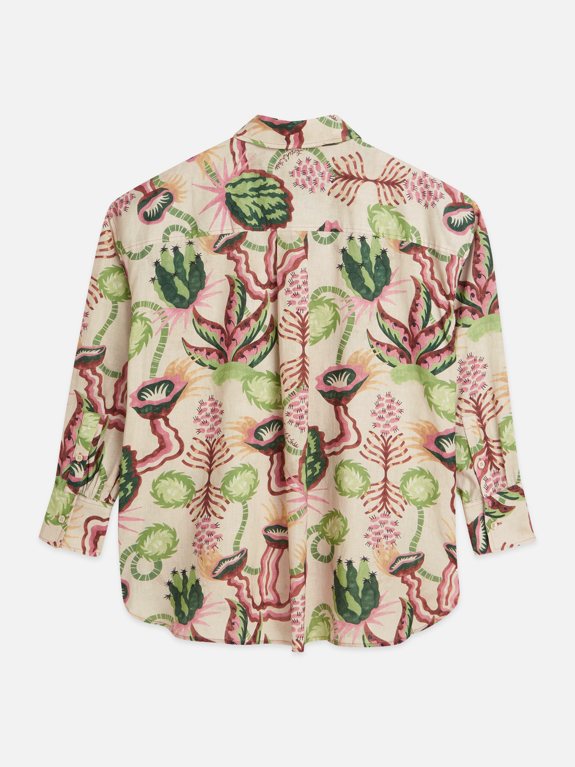 Linen blend printed shirt