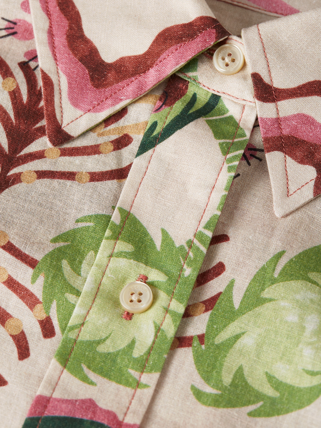 Linen blend printed shirt