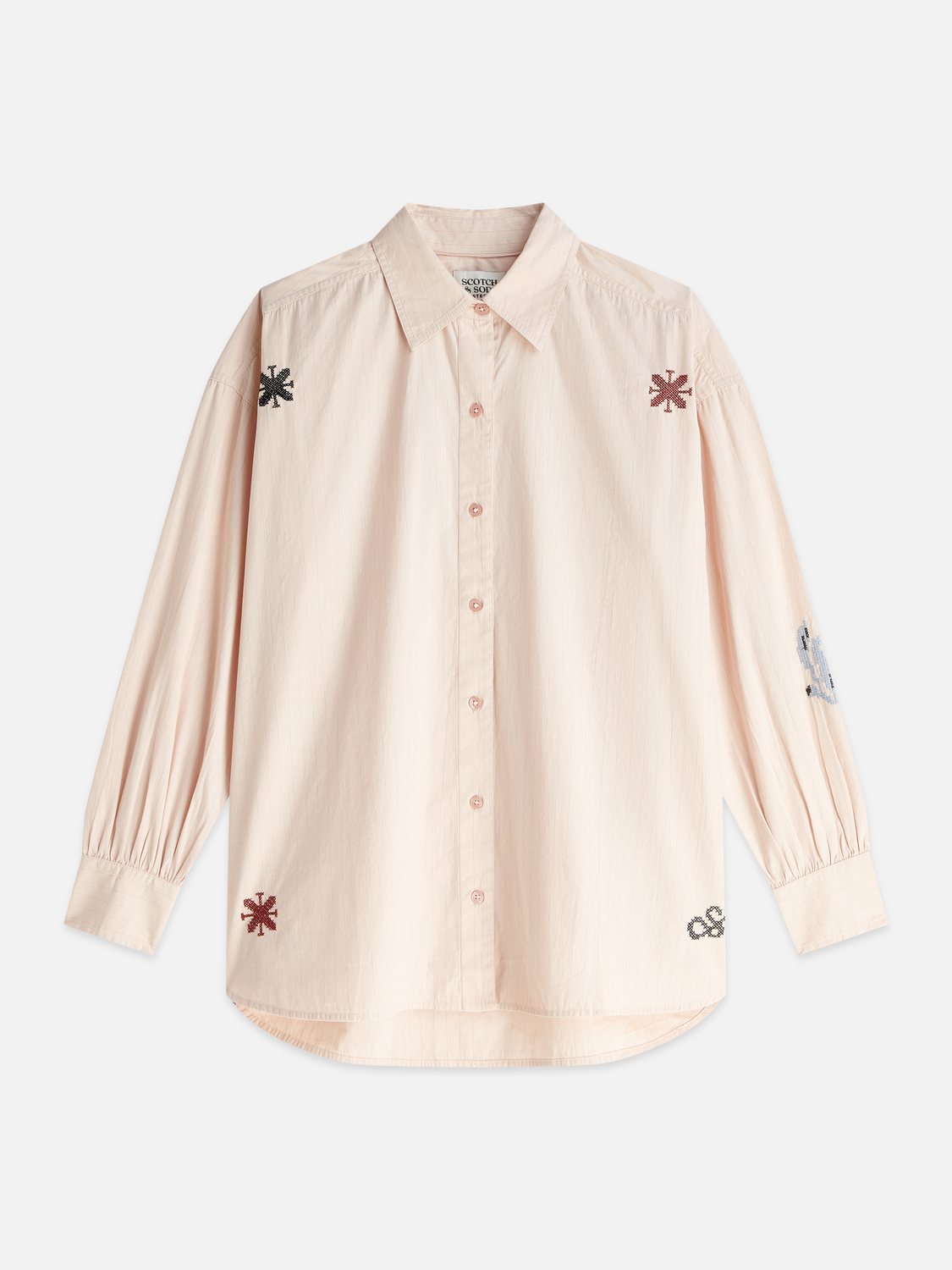 Striped embroidered oversized shirt