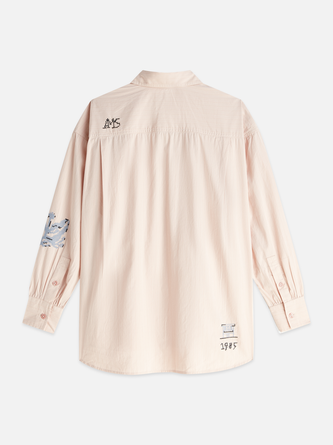 Striped embroidered oversized shirt