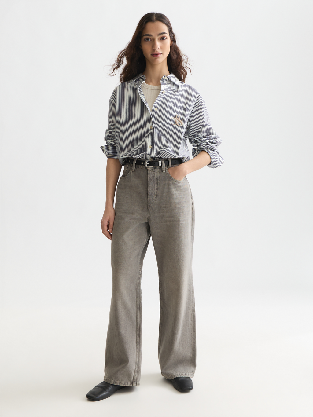 Striped relaxed logo shirt