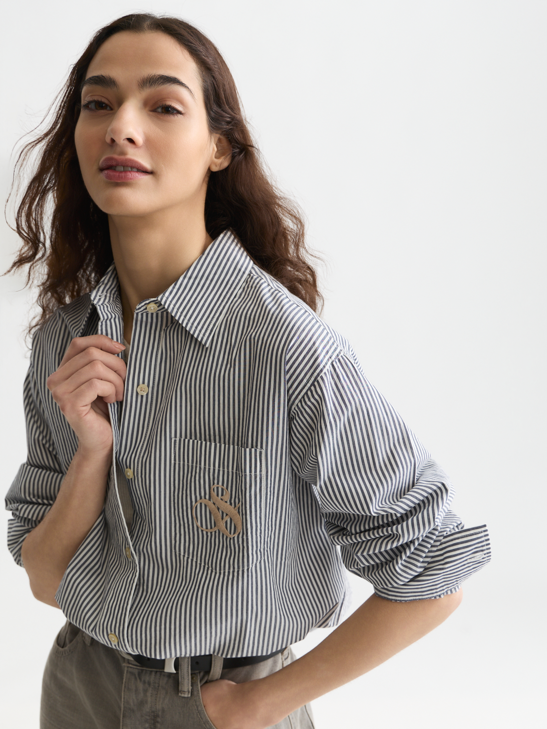 Striped relaxed logo shirt