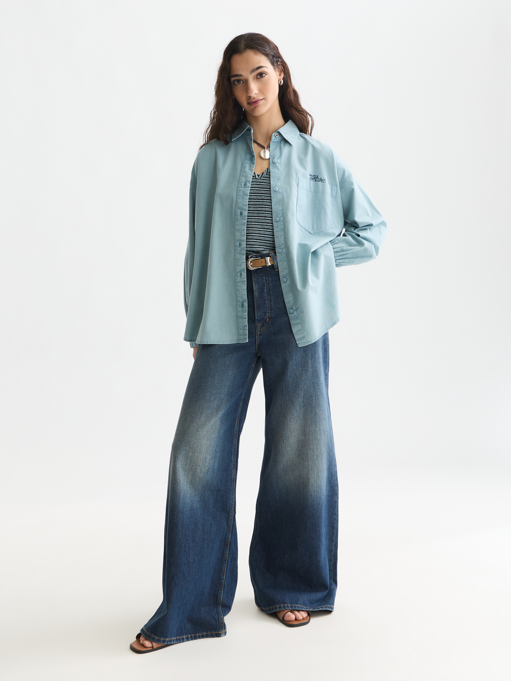 Garment-dyed oxford oversized shirt