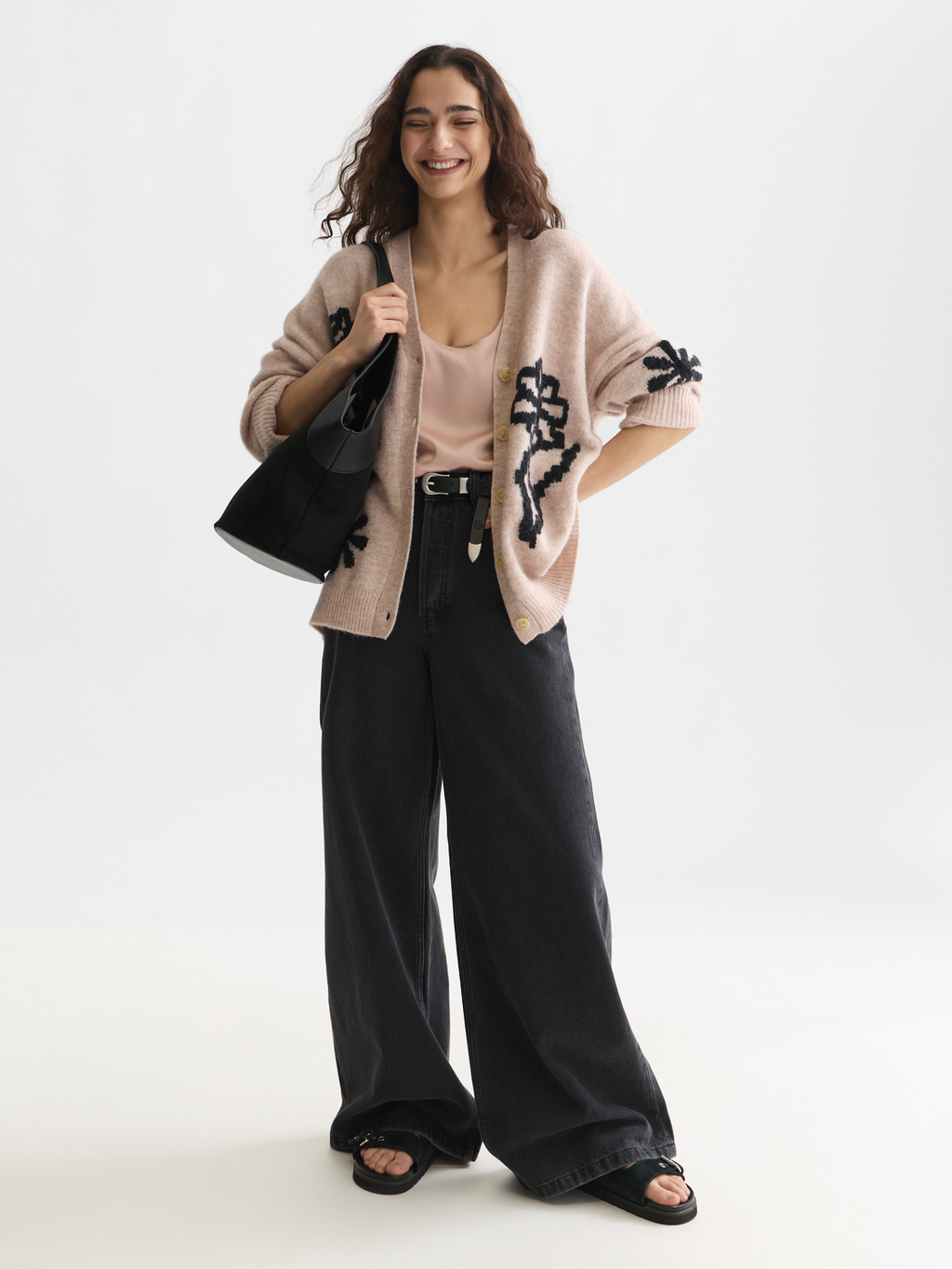 Intarsia oversized cardigan